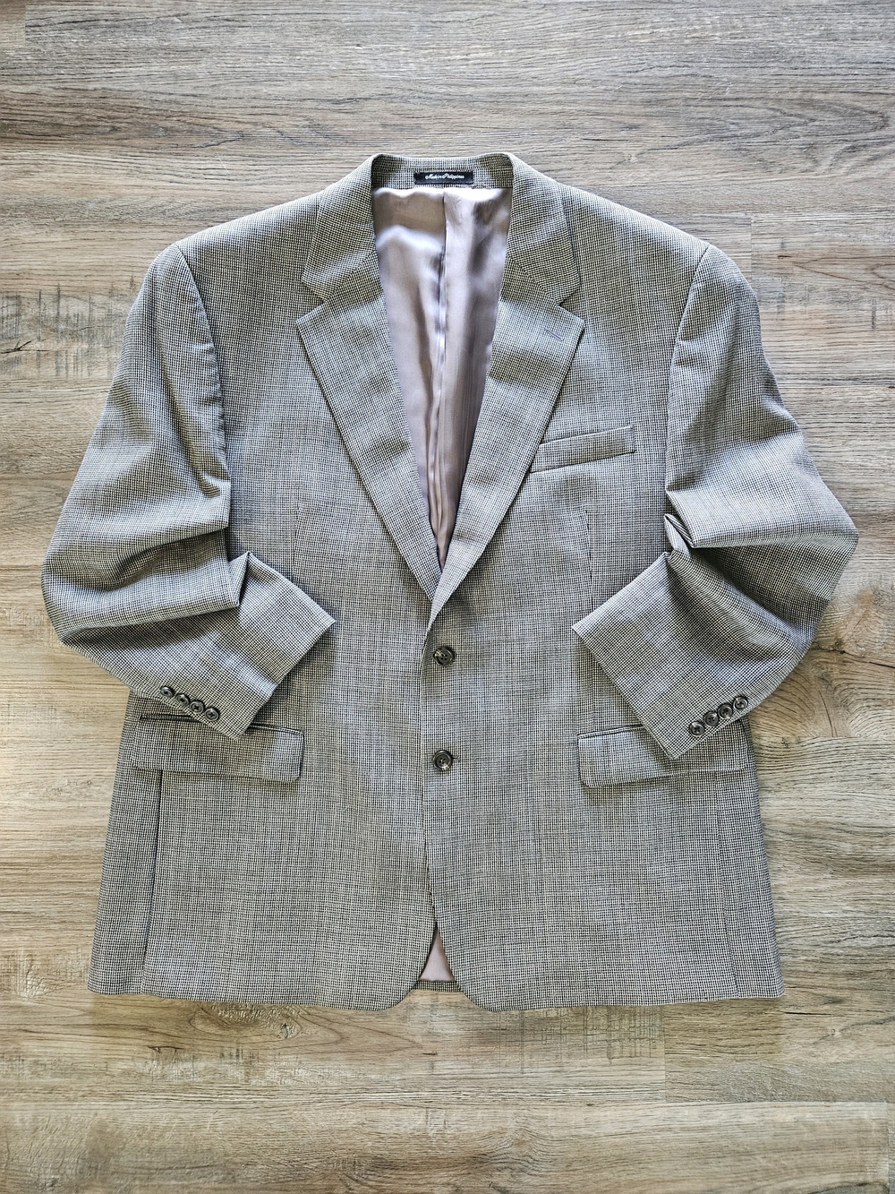 Vintage Lauren Ralph Lauren Blk/Tan 100% Wool  Houndsooth Two-Button Sport Coat